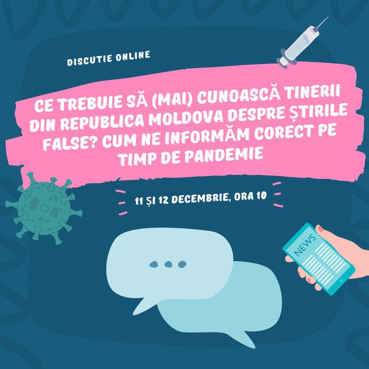 Înscrieri workshop: Ce trebuie să (mai) cunoască tinerii din Republica Moldova despre știrile false? Cum ne informăm corect pe timp de pandemie